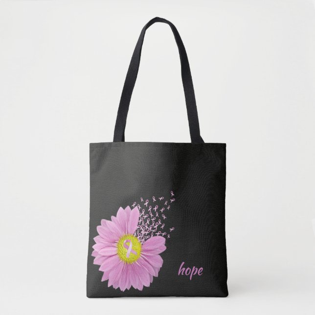 Bolsa Tote Margarida de Sensibilização do Cancer da Fita Rosa (Frente)