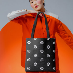 Bolsa Tote Margarida Preta&branca - Padrão Art Deco