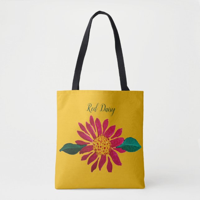 Bolsa Tote Margarida Vermelha em Branco (Frente)