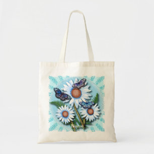 Bolsa Tote Margaridas Azuis Borboleta