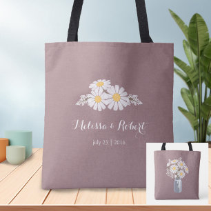 Bolsa Tote Margaridas brancas florais elegantes que Wedding o