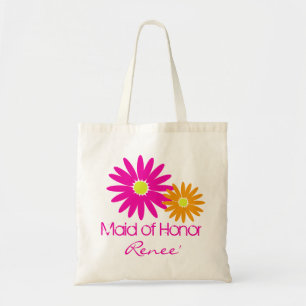 Bolsa Tote Margaridas cor-de-rosa e alaranjadas