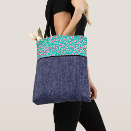 Bolsa Tote Margaridas rosa e jeans