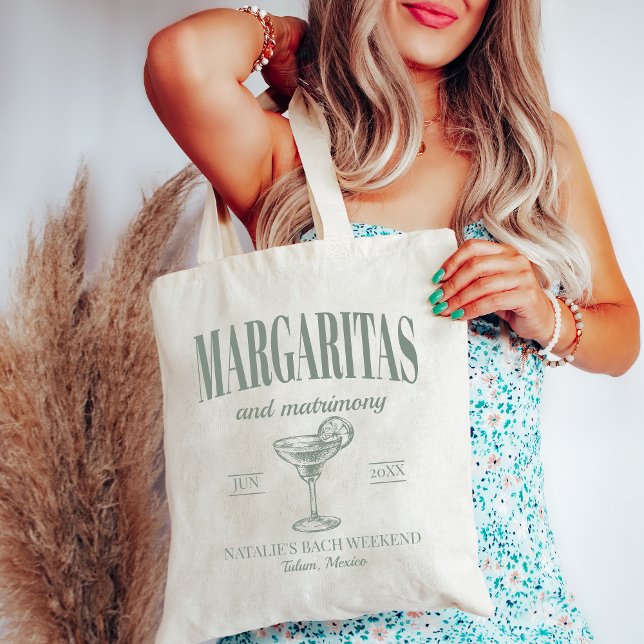 Bolsa Tote Margaritas E Matrimony Personalizaram Bachelorette (Criador carregado)