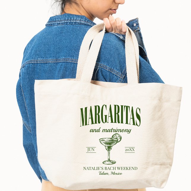Bolsa Tote Margaritas E Matrimony Personalizaram Bachelorette (Criador carregado)