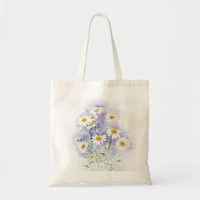Bolsa Tote Marguerite daisy hand pintou aquarela Margaret (Frente)
