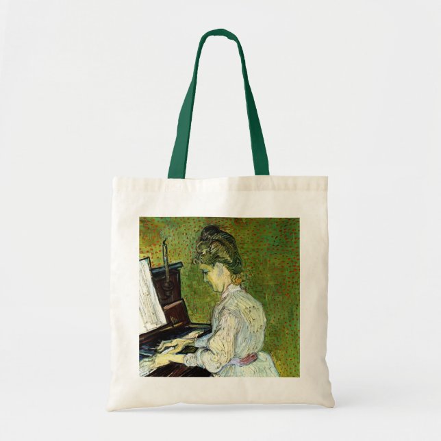 Bolsa Tote Marguerite Gachet no Piano por Vincent van Gogh (Frente)