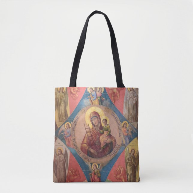 Bolsa Tote Maria, Jesus e Anjos (Frente)
