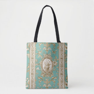 Bolsa Tote Marie Antoinette Toile de Jouy turqoise