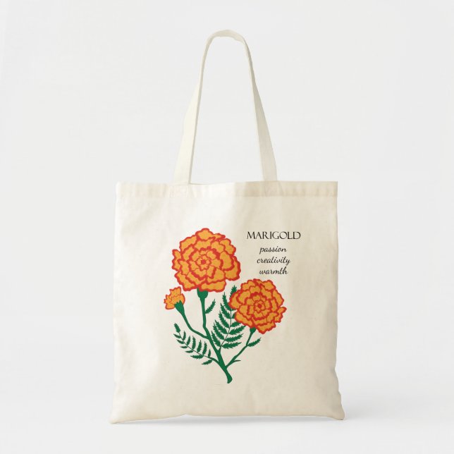 Bolsa Tote Marigold Outubro Bag Flor Mês de Nascimento (Frente)