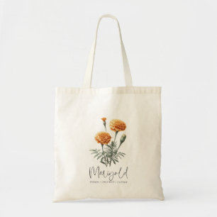 Bolsa Tote Marigold Outubro Birth Flower Personalizado