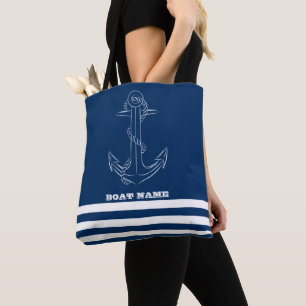 Bolsa Tote Marinheiro Âncora Náutica Azul Marinho Listrada  