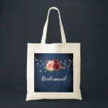 Bolsa Tote Marinho Azul Blush Burgundy Rosa Luzes Bridesmaid<br><div class="desc">Este saco apresenta um design floral de cor d'água com rosas cor-de-rosa pincelado e borrado e folhas folhagem sobre fundo azul marinho. Você pode personalizá-lo com um nome. Visite nossa loja ou veja nossas páginas de coleta para ver mais produtos com esse design que você pode personalizar para suas necessidades....</div>