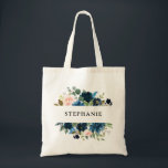 Bolsa Tote Marinho Azul Blush Rosa Floral Russo Boho Toalha<br><div class="desc">Saco de Tota floral azul-marinho escuro,  com buquê elegante de azul marinho,  azul real,  branco,  rosa de pincel e folhas verdes de eucalipto sábio. Entre em contato comigo para obter ajuda sobre a personalização ou se você precisar de outro produto com este design.</div>