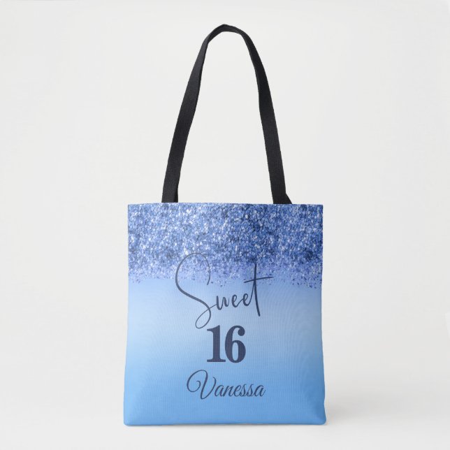 Bolsa Tote Marinho Azul Brilhante Doce 16 Aniversário Girly S (Frente)