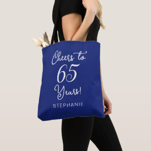 Bolsa Tote Marinho Azul Cheers até 65 anos Festa de aniversár