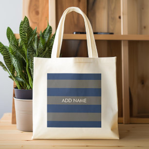 Bolsa Tote Marinho Azul e Cinza Rúgios de Rugby com Nome Per