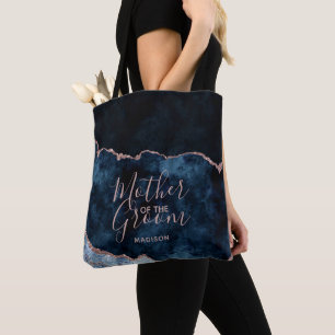 Bolsa Tote Marinho Azul e Rosa Dourado Agate Mãe do Alcance