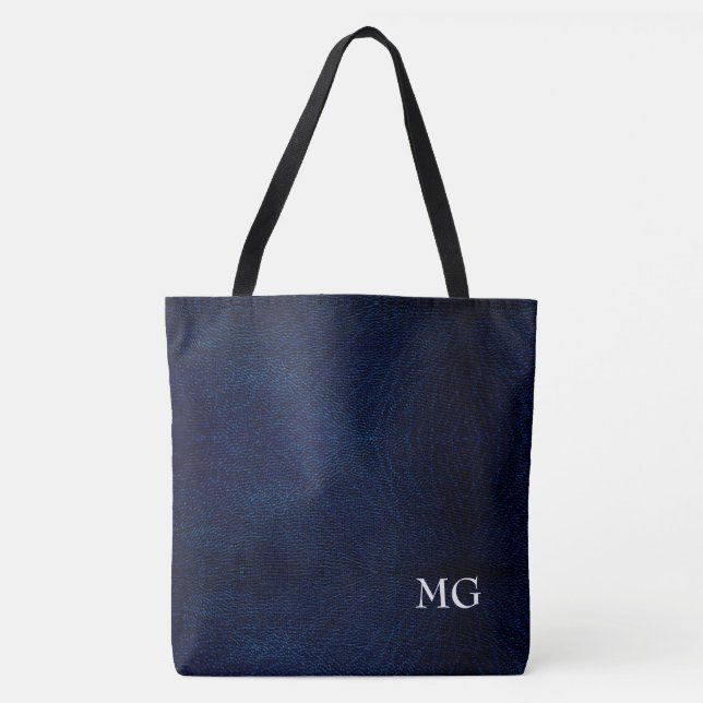 Bolsa Tote Marinho Blue Faux Leather Monograma Toag (Frente)