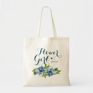 Bolsa Tote Marinho Blue Floral Flower Girl