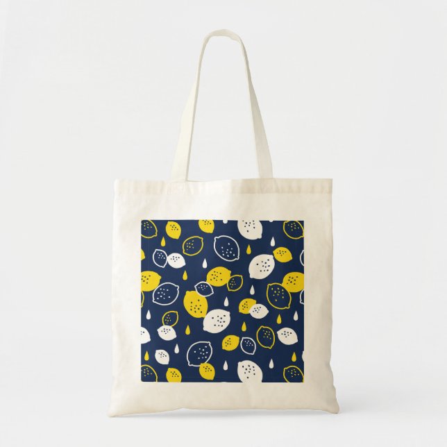 Bolsa Tote Marinho Blue Lemon Art - Refrescando o Citrus Desi (Frente)