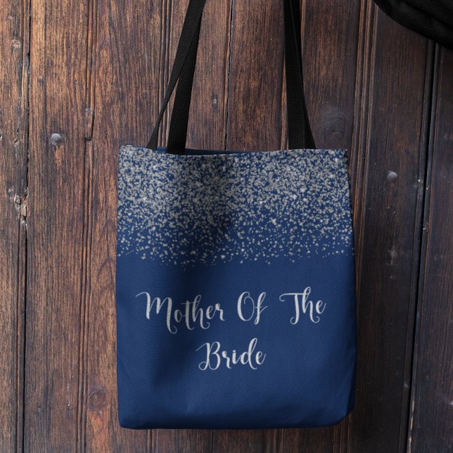 Bolsa Tote Marinho Blue Silver Glitter Casamento Mãe De Noiva (Criador carregado)
