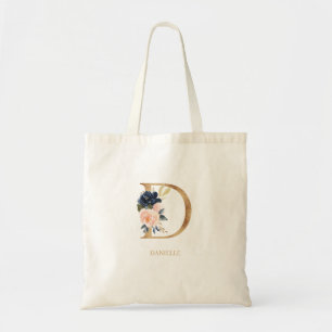 Bolsa Tote Marinho Blush Floral Monograma - Letra "D" Persona