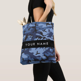Bolsa Tote Marinho Camuflagem Azul Seu nome Personaliza