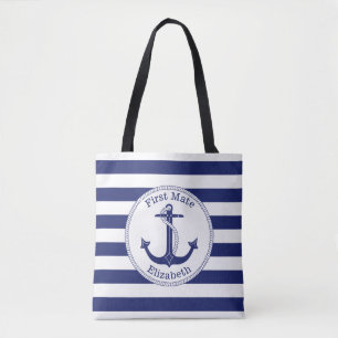 Bolsa Tote Marinho de Âncora Náutica Blue First Mate Personal