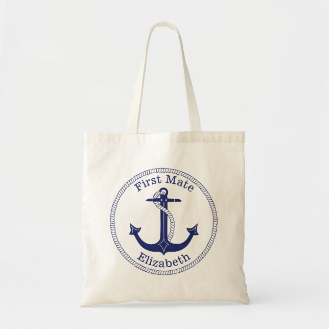 Bolsa Tote Marinho de Âncora Náutica Blue First Mate Personal (Frente)