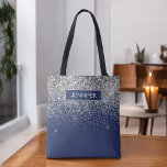 Bolsa Tote Marinho de Monograma Glama Azul<br><div class="desc">Adicione seu próprio nome ou Monograma Prata e Marinho Blue Faux Glitter e Sparkle Modern and Elegant Luxury Chic Bag. Este Saco pode ser usado por Médicos, Enfermeiras, Estílistas de Cabelos, Salão de Bela, Artista de Maquiagem e Spa, Lash de Olhos, Olho, Oculto, Trabalhadores de Restaurantes, Garçonetes, Saúde e Empregados...</div>
