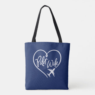 Bolsa Tote Marinho de Plano de Coração com Looping de Espos
