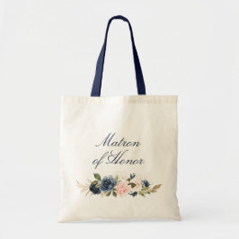Bolsa Tote Marinho e borla floral Matão de Honra