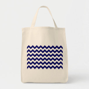 Bolsa Tote Marinho e Zigzag branco