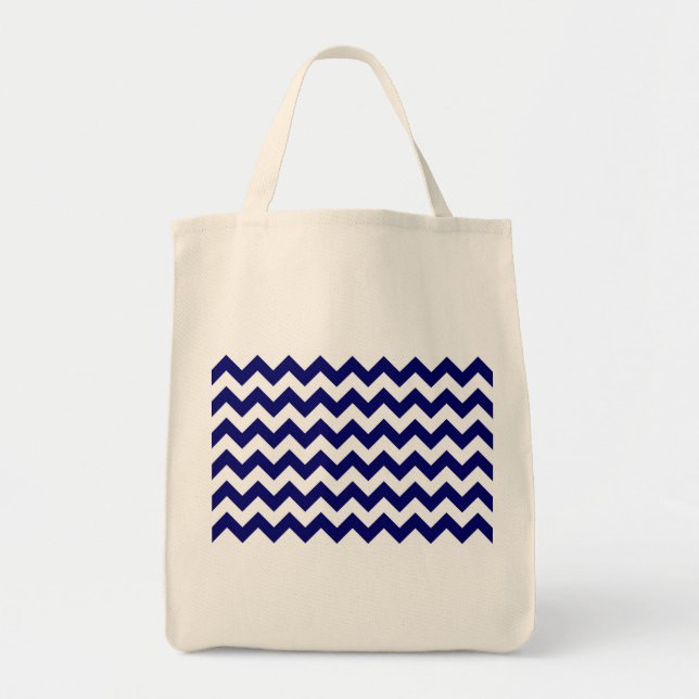 Bolsa Tote Marinho e Zigzag branco (Frente)