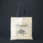 Bolsa Tote Marinho Floral Russo Mãe Azul da Noiva Moderna<br><div class="desc">Marinho Floral Blue Bridesmaid Tote Bag,   Russo Personalizado,  presente de Excelente para damas de honra,  floreiras,  mãe da noiva e mãe do noivo no dia do casamento,  janto de ensaio ou festa de noivado.</div>