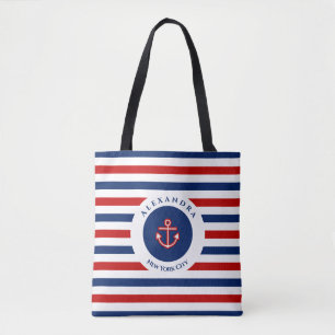 Bolsa Tote Marinho Marinho Náutico Vermelho Vermelho Azul St