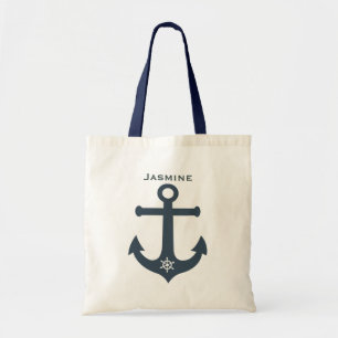 Bolsa Tote Marinho náutica da âncora azul-design