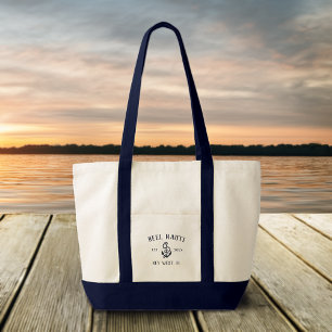 Bolsa Tote Marinho Náutico Blue Rustic Anchor Custom Boat Nam