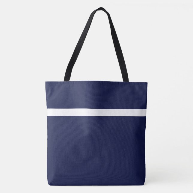 Bolsa Tote Marinho Náutico Náutico Azul,  Branco, Fita de Des (Frente)