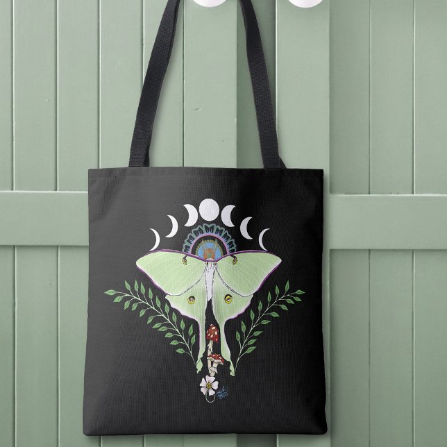Bolsa Tote Mariposa Lunar Etérea Verde Mística Celestial (Criador carregado)