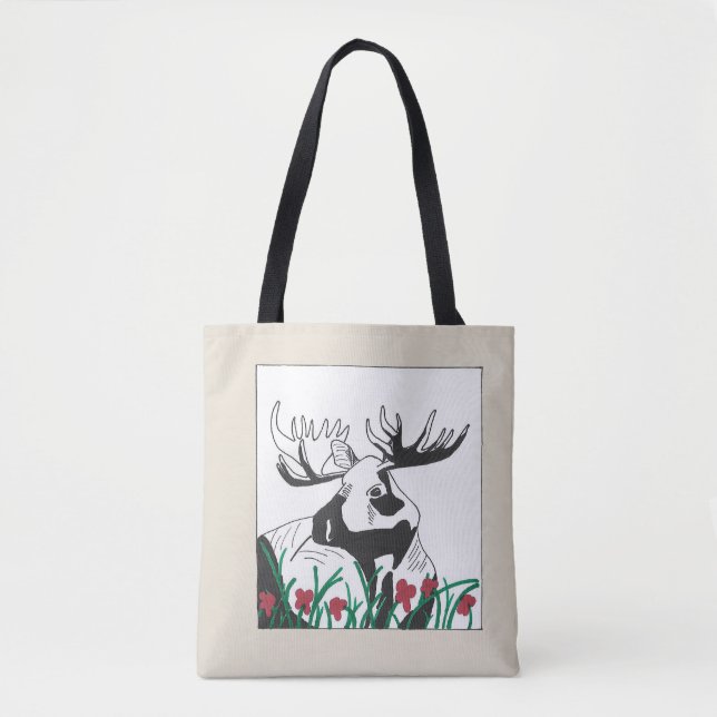 Bolsa Tote Mariscos Russos Flores Selvagens Moose (Frente)