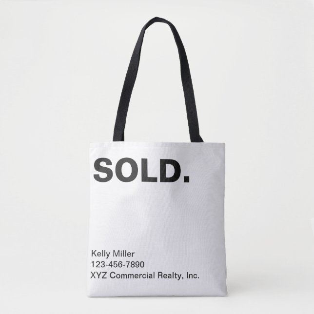 Bolsa Tote Marketing Real Estate Moderno SOLD Personalizado (Frente)