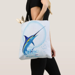 Bolsa Tote Marlin Azul Saltando do Oceano