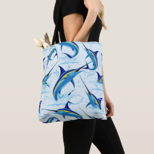 Bolsa Tote Marlin Azul Saltando do Oceano