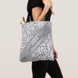 Bolsa Tote Mármaco Personalizado de Prata da Gliteria