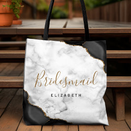 Bolsa Tote Mármore Ágata Dama de Honra Preto e Dourado