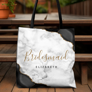 Bolsa Tote Mármore Ágata Dama de Honra Preto e Dourado
