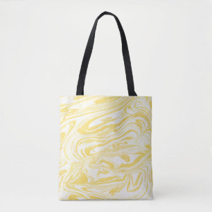 Bolsa Tote Mármore Amarelo Elegante: Textura Desenhada À Mão
