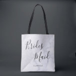 Bolsa Tote Mármore branco elegante e dama de honra<br><div class="desc">Na moda design em faux prata glitter e mármore branco.</div>